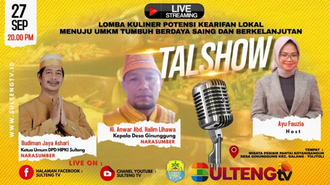 
					PART II : LIVE TALKSHOW : LOMBA KULINER POTENSI KEARIFAN LOKAL DESA GINUNGGUNG, GALANG, TOLITOLI